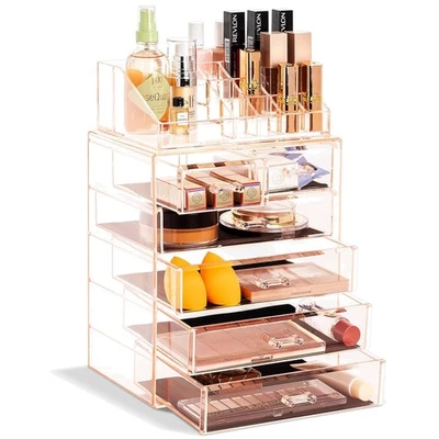 Lightweight Acrylic Makeup & Jewelry Organizer - Sleek Clear Design for Vanity - Image 1 of 4