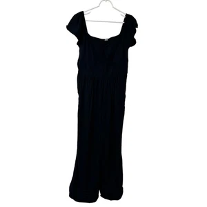 Old Navy Womens Medium Black Wide Leg Crop Short Sleeve Jumpsuit Minimal Preppy - Picture 1 of 6