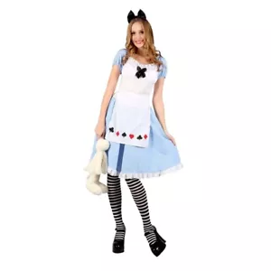 NEW Adult Adorable ALICE IN WONDERLAND Ladies Fancy Dress Costume UK Size 6-24 - Picture 1 of 4