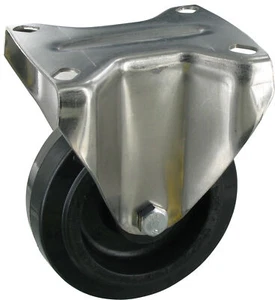 Heat Resistant Fixed Caster Ø100 Silicone Rubber Screw On Plate up to 250°C - Picture 1 of 2