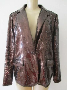 Chico’s Dark Metallic Brown Sequin Embellished Long Sleeve Jacket Women’s Size 1 - Picture 1 of 6