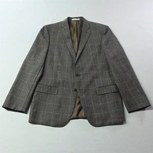 NEW Joseph Abboud 46L Brown Check 100% Wool Slim Blazer Sport Coat Suit Jacket - Picture 1 of 12