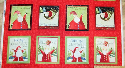 Santa's on His Way Merry Christmas to All Clothworks Fabric Panel 23"  Y1677 - Image 1 of 3