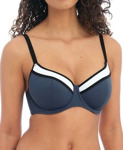 Freya Colour Crush Bikini Oberteil 30H Tintenblau Schwarz Weiß Gepolstert Balkonett 202003 Neu - Bild 1 von 12