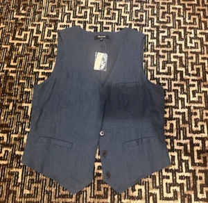 NWT Madewell Blue Hidden Button Vest Style NQ129 - Picture 1 of 10