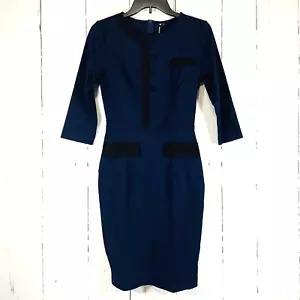 Miusol Women's Retro Style 2/3 Sleeve Business Pencil Dress Size Small Navy Blue - Picture 1 of 10