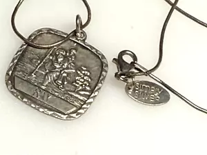 Vintage Sterling Silver Pendant Necklace 925 Jewellery St Christopher 6.48g - Picture 1 of 7