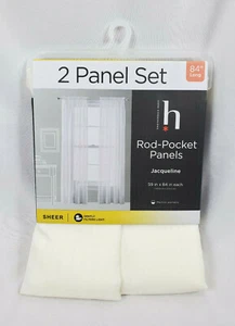 Home Expressions Ivory Jacqueline Rod-Pocket Sheer Panel Pair, 59"x84" - Picture 1 of 5