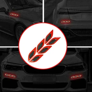 Universal Fit 3D Car Side Fender Carbon Fiber Reflective Stickers Safety Warning - Picture 1 of 9