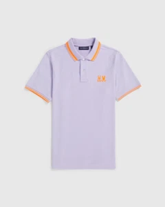 Psycho Bunny Kids Purple Orange Pima Cotton Logo Collared Polo Shirt Size 5-6 - Picture 1 of 11