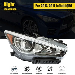 Front Headlight Assembly Fit For Infiniti Q50 2014-2017 RH Single Chrome LED - Picture 1 of 11