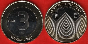 Slovenia 3 euro 2011 "Independance" BiMetallic coin UNC - Picture 1 of 1