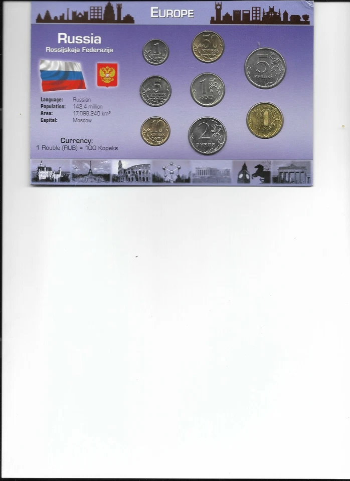 Russia 1k - 5 roubles 1998-2008 UNC Coin Set New World Money Series w/CoA XF #2 - Image 1 of 1