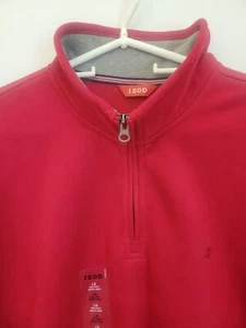IZOD Men's L Jester Red Sueded Fleece 1/4 Zip - Picture 1 of 7