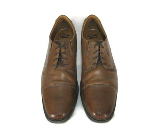 Scarpe Clarks taglia 11 5 Oxford in pelle marrone lacci cuscino Ortholite