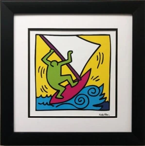 Stampa Keith Haring "KH12" PERSONALIZZATA INCORNICIATA Pop Art Windsurf surf BRUCE McGAW - Foto 1 di 3