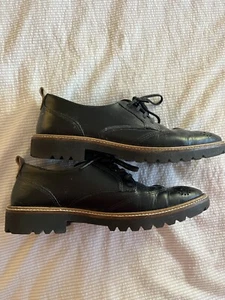 ECCO Brand Genuine Leather Lace Up Dress Shoes Black Womens EU 36 - Picture 1 of 6