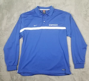 Kentucky Wildcats Polo Shirt Mens M Blue White Long Sleeve Nike Team Apparel - Picture 1 of 14