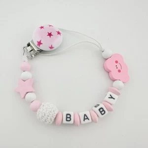 Babyset Schnullerkette Nuckelkette mit Namen Junge Mädchen - Picture 1 of 6