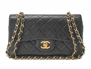 CHANEL Matelasse 23 Double Flap Double Chain Bag Lambskin Black Gold Metal - Picture 1 of 10
