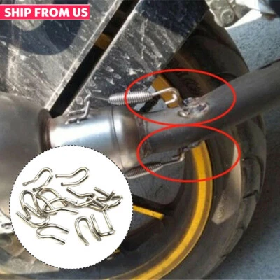 12pcs Motorcycle Exhaust Pipe Muffler Clasp Spring U Lug Welding Hook Steel - Image 1 of 4