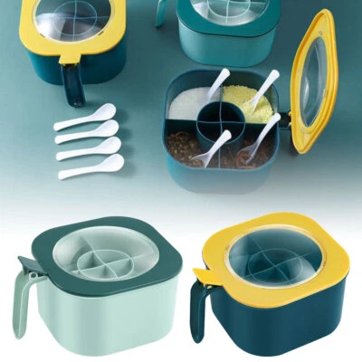 Caja de botellas de condimento 4 en 1 tarro contenedor de almacenamiento de condimentos estante hierba especias JQ Foto 1 de 4