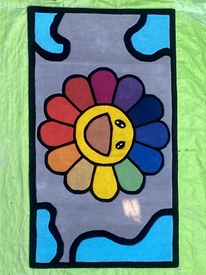 Custom Hand Tufted Smile Sun Colourfull Rugs 100% Newzealand Wool - Image 1 of 4