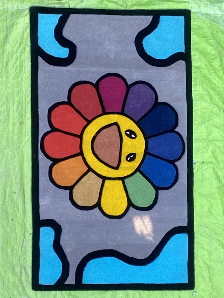 Custom Hand Tufted Smile Sun Colourfull Rugs 100% Newzealand Wool - Image 1 of 4