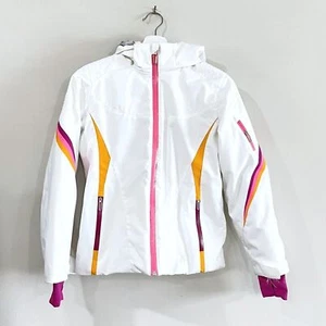 Spyder Ski Jacket Zipped Pockets White Pink Snow Winter, Girls 12 - Picture 1 of 14