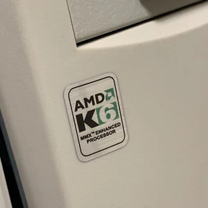 AMD K6 MMX Enhanced Processor Computer Case Badge FLAT Sticker Retro 586 PC - Bild 1 von 2