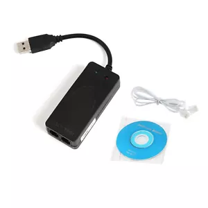 Dual RJ11 Ports USB 56K External Dial Up Voice Fax Data Modem Windows 10 8 7 - Foto 1 di 4