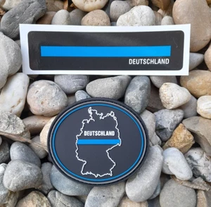 Klettpatch Rubberpatch oval & Aufkleber thin blue line Deutschland Polizei - Bild 1 von 2