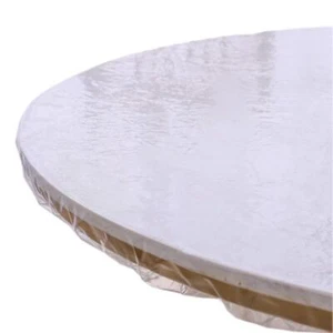 Clear Round Vinyl Fitted Tablecloth Waterproof Oilcloth Heavy Duty Elasticize... - Picture 1 of 7