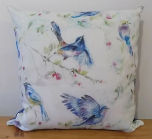 Voyage 'Maison' Blue Birds Cushion Cover Nature Spring Cotton Fabric 16" 18" Zip - Picture 1 of 6