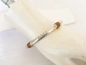 Elegant Vintage 925 Silver Mexico Etched Bangle With Brass Accents - Picture 1 of 9