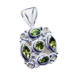 classy Peridot 925 Sterling Silver Green Pendant genuine Designer US gift - Picture 1 of 1