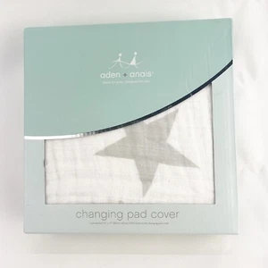 Aden Anais White with Silver Gray Star Changing Pad Mat Cover 8718 Twinkle NEW - Picture 1 of 8