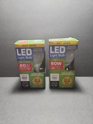 LED Light Bulb 60w Soft White 2 Pack (2) 800 Lumens 120 V - Image 1 of 4
