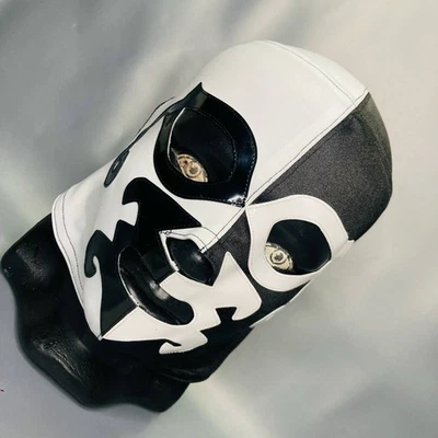 El Cobarde Semi professional Grade Wrestling Luchador Costume Mask Black & White Foto 1 de 4