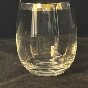 Silver Rimmed Roly Poly Glass approx. 14 oz - 1 Glass - Picture 1 of 6