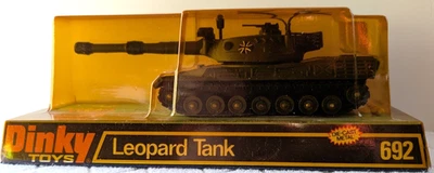 复古 Dinky #692 豹纹坦克德国二战后全新原装包装带ammo — 第 1/4 张图片