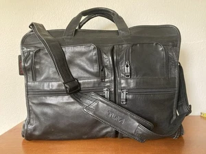 Maletín Tumi Alpha Nappa de cuero negro debe llevar equipaje maletín de negocios de colección - Imagen 1 de 13