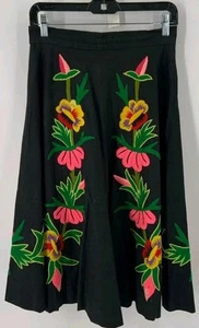 Vintage Multicolor Floral Side Zip Casual Midi A-Line Womens Skirt Size 6 - Picture 1 of 4