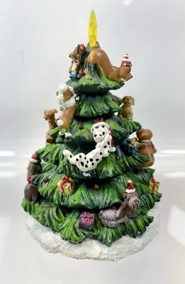 Dog Christmas Tree Ceramic Lighted Table Top Dachshund Chihuahua Poodle Glows - Image 1 of 4