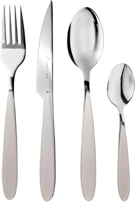 , Set Posate Acciaio Inox 24 Pezzi Modello Elegance, Colore Bianco, Manico ABS,  - Immagine 1 di 4