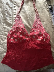 Vintage RINGSPUN LOVES ROSY CHEEKS Red CAT Silk Halter top Size3/12-14 VGC - Picture 1 of 9