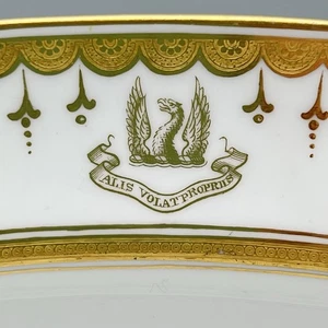 RARE 18" XL 1884 STATE LATIN MOTTO OF OREGON Mintons MEAT PLATTER Antique GOLD - Picture 1 of 23