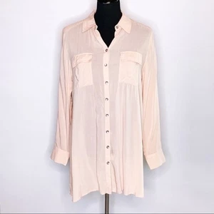 Chico’s light pink long sleeve button down tunic top size 0 or Small - Picture 1 of 16