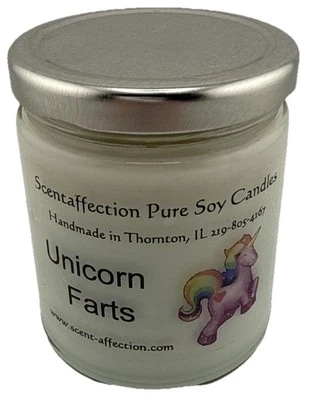 Vela de peidos unicórnio | Cera de soja pura | Perfeita para amantes de fantasia | - Imagem 1 de 4