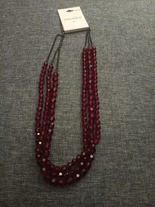 New Forever 21 Red Beaded Necklace 3 Strand - Picture 1 of 4